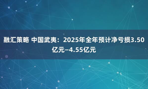 融汇策略 中国武夷：2025年全年预计净亏损3.50亿元—4.55亿元